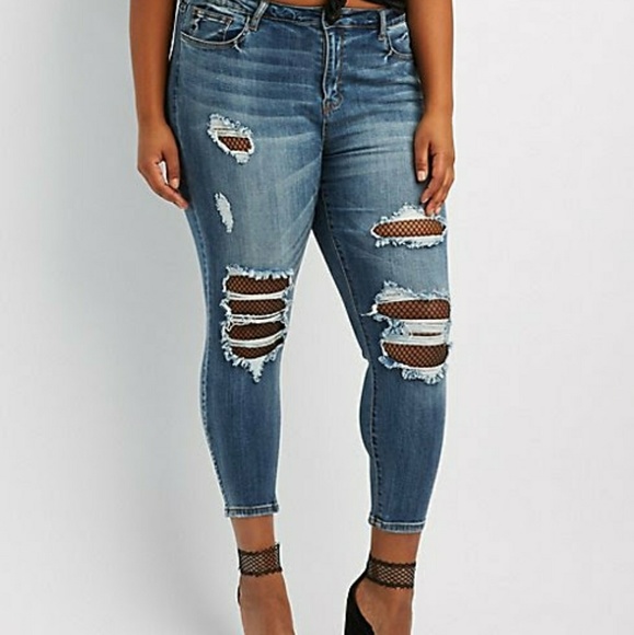 Denim - SOLD 🛍️🛍️🛍️ Plus jeans with fishnet